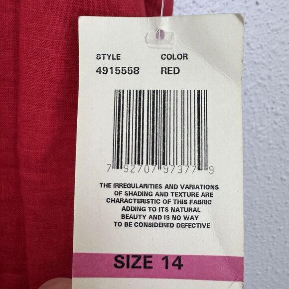 Vintage Ultra Womens Embroidered Linen Blend Sheath Dress Size 14 Red Sailboat - Picture 10 of 11